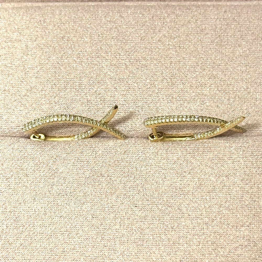 Diamond Loop Hoop Earrings - Picture 5 of 7